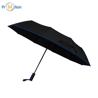 CLARIMO automatic folding umbrella, blue with logo print