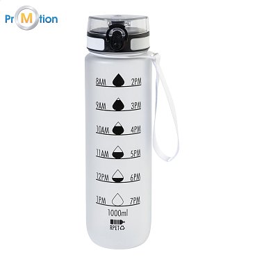 RPET eco-friendly motivational bottle with logo print, matte white