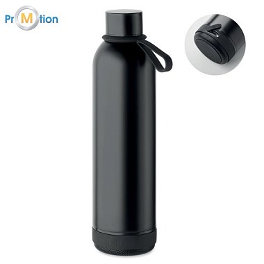 Dvojstenná fľaša 500 ml s reproduktorom, čierna, potlač loga