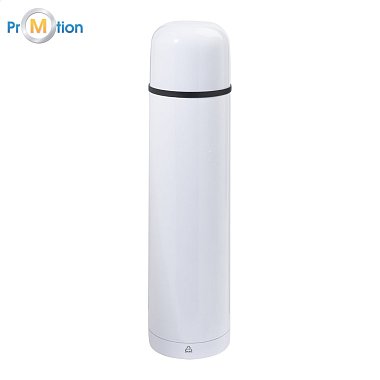 veľká nerezová termoska 1000ml, poltač loga, biela
