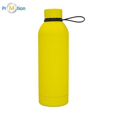 MENDOZA DUO thermos with handle 500 ml, yellow with logo print