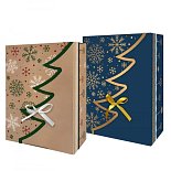 natural and blue Christmas gift box with logo print