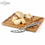 Bamboo cheese board with knife, logo print