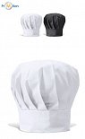 Kuchárska čiapka biela, čierna, s potlačou loga