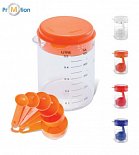 Set of measuring cups with container, logo printing