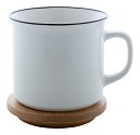 porcelain retro mug with bamboo tray, logo print