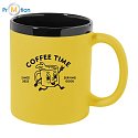 Keramický hrnček pogumovaný povrch 300ml, potlač loga, žltá