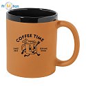 Keramický hrnček pogumovaný povrch 300ml, potlač loga, oranžová