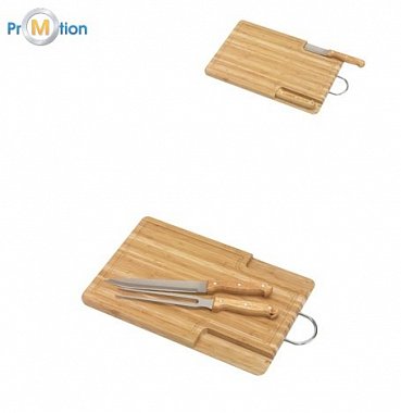 bamboo chopping board with knives, logo printing