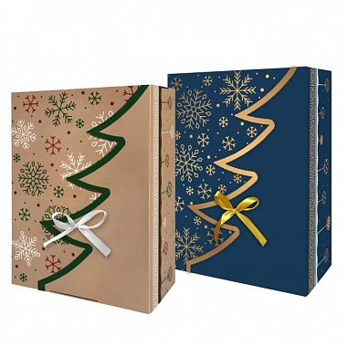 natural and blue Christmas gift box with logo print