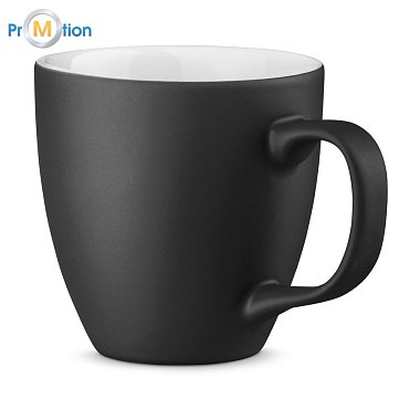 PANTHONY MAT. Mug made of hydroglazed porcelain with a volume of 450 ml, black, logo print