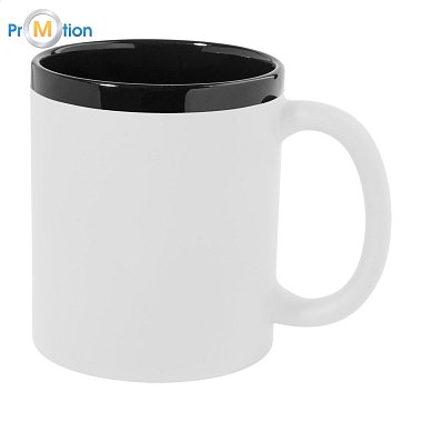 Keramický hrnček pogumovaný povrch 300ml, potlač loga, biela