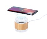 Bluetooth speaker with bamboo charger with print