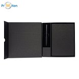 SOLENE notebook and pen gift set, black, logo print