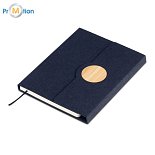 NESTOR notebook A5 made of RPET, dark blue with logo print