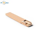 Univerzálna písacia kancelárska/ školská sada pozostávajúca z ceruzky, strúhatka, gumy a pravítka Natural, potlač loga