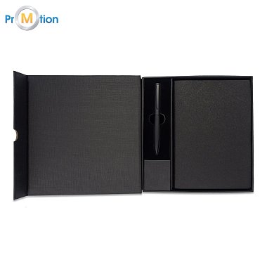 SOLENE notebook and pen gift set, black, logo print