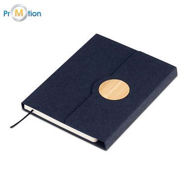 NESTOR notebook A5 made of RPET, dark blue with logo print