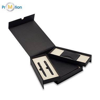 PALOMA gift set, black with NFC wallet, notebook, pen, logo print