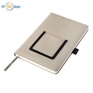 EIBAR A5 notebook with two pockets, gray with logo print