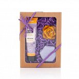 honey cosmetics hand cream, soap and candle, label with logo,