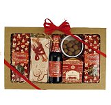 Christmas set Red Holidays with tea, almonds, candle, nuts, logo print