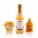 gift set honey, candle, mead, logo print, yellow