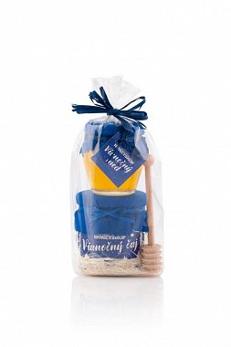 gift set honey + tea, blue, advertising label