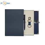 Gift set pen, pendant, notebook, blue color, laser logo