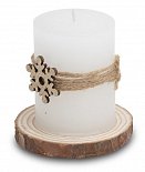candle with wooden Christmas decoration, logo print