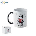 Christmas ceramic mug 300ml black Snowman, logo print