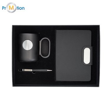 BEDFORD gift set (mug, pen, notebook), black with logo print