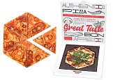 chocolate in the shape of a pizza with a printed logo