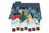 advent calendar in the shape of a house, custom logo print