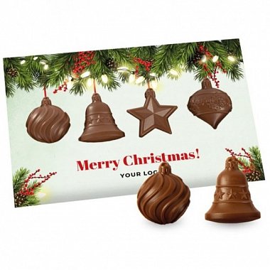 Christmas chocolate postcard with print logo