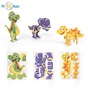 DINOSAURUS. 3D puzzle z papíru a EVA ve tvaru dinosaura, potisk loga