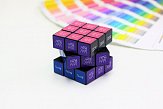 rubik's cube with its own logo print