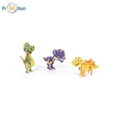 DINOSAURUS. 3D puzzle z papíru a EVA ve tvaru dinosaura Natural, potisk loga