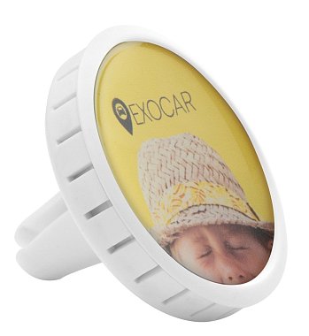 plastová voňačka do auta, bílá, potisk loga