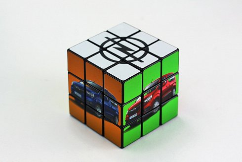 rubik's cube with its own logo print