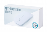 antibakteriálna optická bezdrôtová myš biela s potlačou loga
