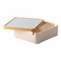 jewelry box, cosmetics with bamboo lid and mirror, logo printing