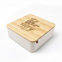 jewelry box, cosmetics with bamboo lid and mirror, logo printing